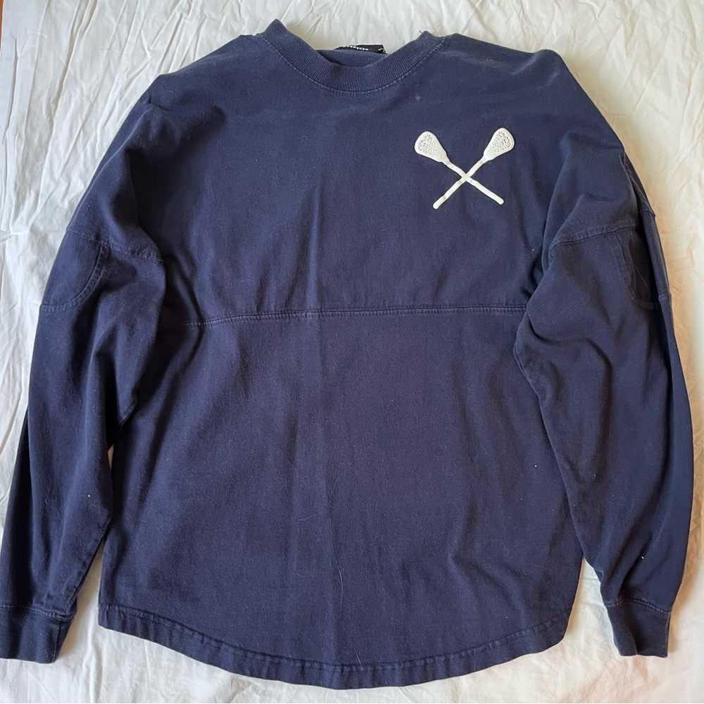 Long sleeve navy blue lacrosse shirt